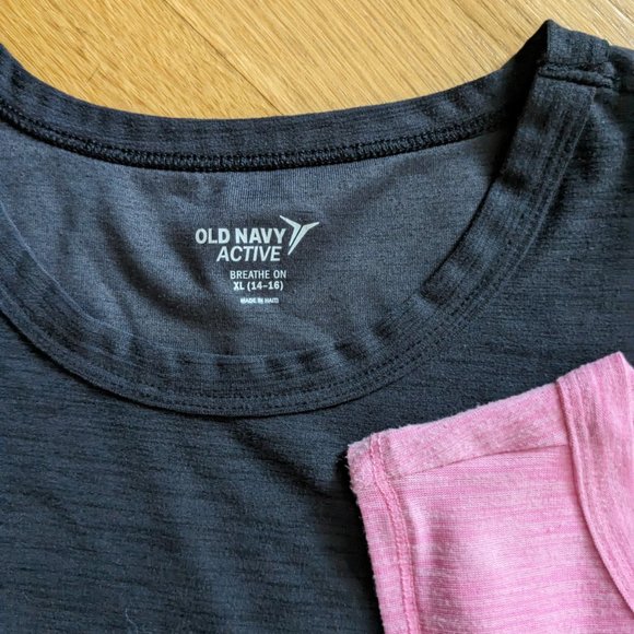 2 Old Navy Active Exercise Tank - Pink & Black - Girl's Size 14/16 - Picture 6 of 9
